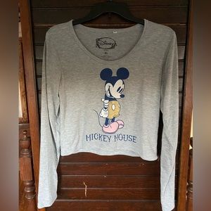 Crop Mickey Mouse Long Sleeve Top